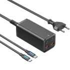 Cargador de Pared Vention Negro 100W 2xUSB-C + 2xUSB-A con Cable USB-C