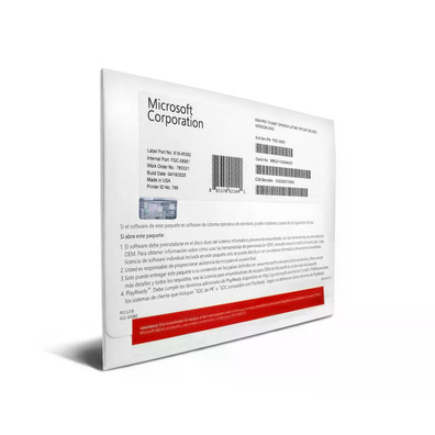 Microsoft Sistema Operativo Windows 10 Profesional Paquete OEM con DVD