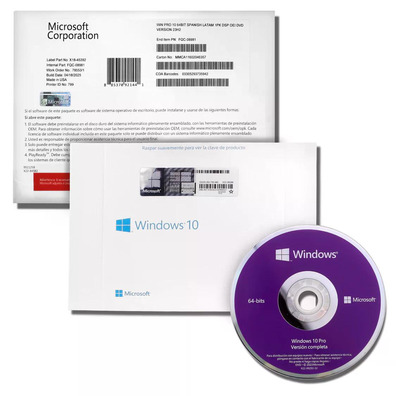 Microsoft Sistema Operativo Windows 10 Profesional Paquete OEM con DVD